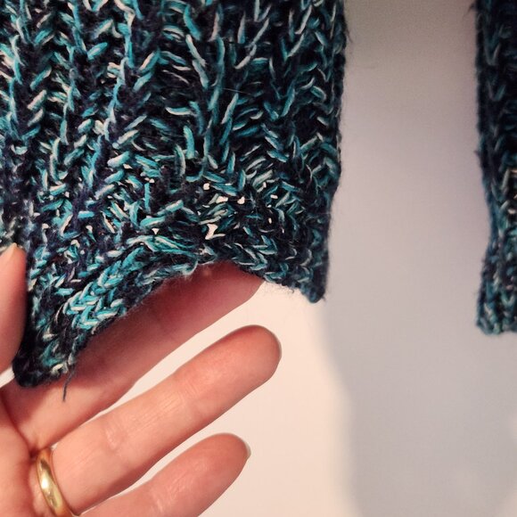 Faded Glory Women's Long Sleeve Crew Neck Cotton Knit Pattern Blue Sweater - XL - Picture 7 of 7